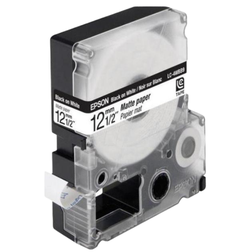 Tape Cartridge EPSON LK4WBB; 12mm/9m Matte Paper, Black/White, C53S654023