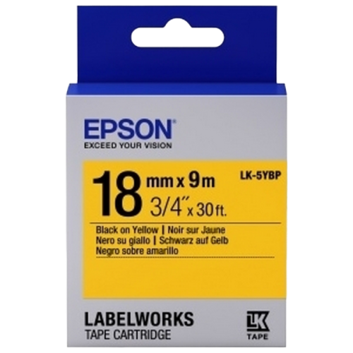 Tape Cartridge EPSON LK5YBP; 18mm/9m Pastel, Black/Yellow, C53S655003