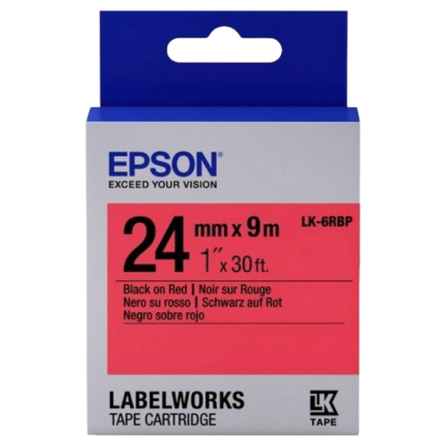 Tape Cartridge EPSON LK6RBP; 24mm/9m Pastel, Black/Red, C53S656004