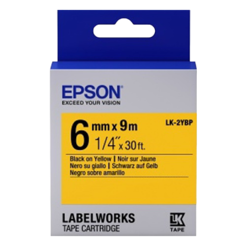 Tape Cartridge EPSON LK2YBP;  6mm/9m Pastel, Black/Yellow, C53S652002