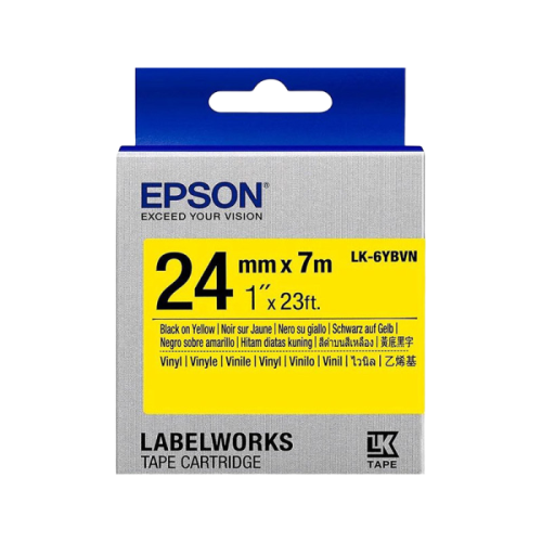 Tape Cartridge EPSON LK-6YBVN; 24mm/7m Vinyl, Black/Yellow, C53S656021
