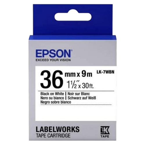 Cartuș bandă EPSON LK7WBN; 36mm/9m Standard, Negru/Alb, C53S657006