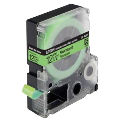 Tape Cartridge EPSON LK4GBF; 12mm/9m Fluorescent, Black/Green, C53S654018