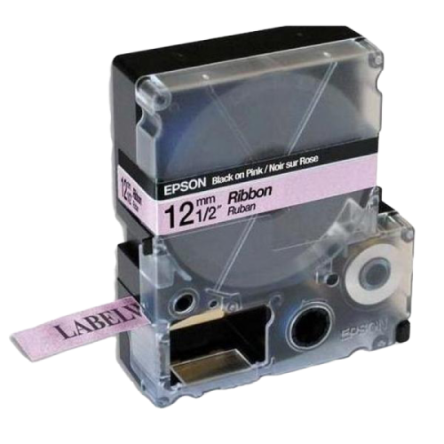 Cartuș bandă EPSON LK4PBK; Panglică satinată 12 mm/5 m, Negru/Roz, C53S654031