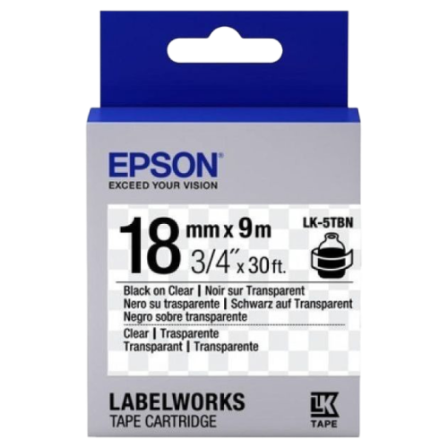 Tape Cartridge EPSON LK-5TBN; 18mm/9m Transparent, Black/Transparent, C53S655008