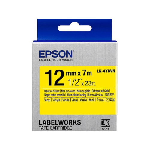 Tape Cartridge EPSON LK-4YBVN; 12mm/7m Vinyl, Black/Yellow, C53S654042
