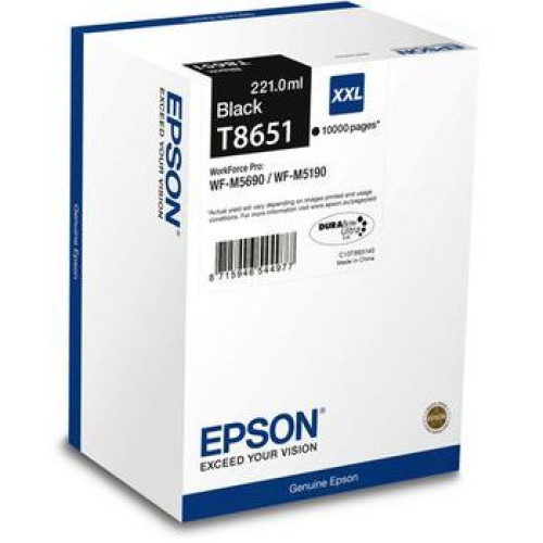Cartuș de cerneală Epson T8651 / C13T865140, WF-M5xxx XXL Cartuș monocrom, 221 ml, 10.000 pagini