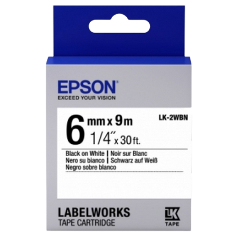 Tape Cartridge EPSON LK2WBN; 6mm/9m Standard, Black/White, C53S652003