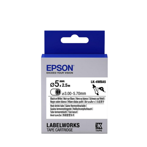 Tape Cartridge EPSON LK4WBA5 Heat Shrink: d5mm/2,5m, Black/White, C53S654904