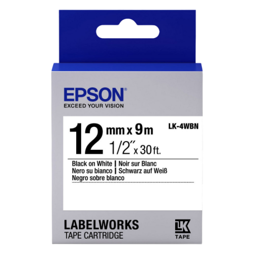 Tape Cartridge EPSON LK4SBE; 12mm/9m, Matte, Black/Matte Silver, C53S654017