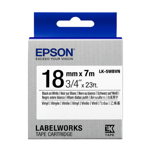 Tape Cartridge EPSON LK-5WBVN; 18mm/7m Vinyl, Black/White, C53S655027