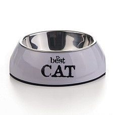 BEEZTEES металлическая миска Best Cat фиолетовая