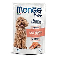 MONGE Fresh Adult Paté with Chunkies rich in Salmon