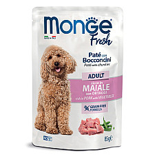 MONGE Fresh Adult Paté with Chunkies rich in Pork with Vegetables