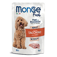 MONGE Fresh Adult Paté with Chunkies rich in Turkey