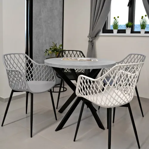 Scaun SL-7019 Picioare Albe+Negre