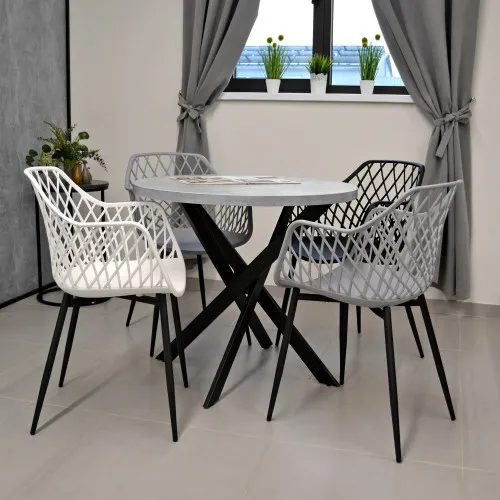Scaun SL-7019 Picioare Albe+Negre