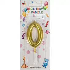 Свеча 6см, Золотистый, Металлически..