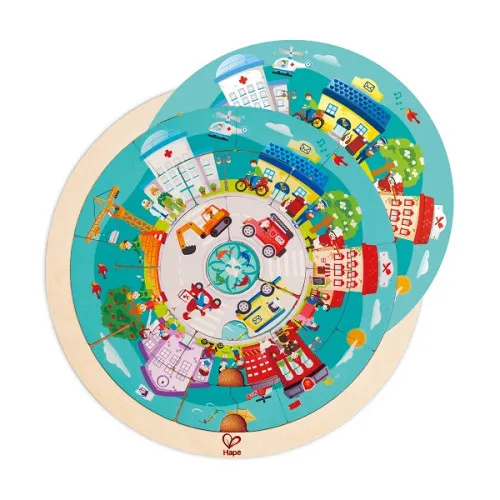 Puzzle rotund cu doua fete și meserii