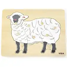 Деревянный Montessori пазл с кнопко..