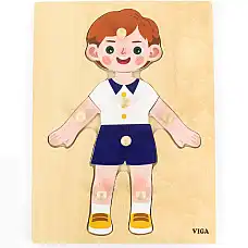 Деревянный пазл с кнопкой 