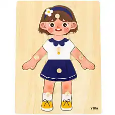 Деревянный пазл с кнопкой 