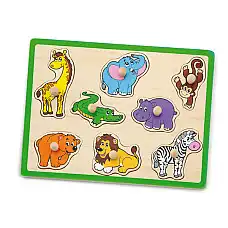 Деревянный пазл с кнопкой “Дикие жи..