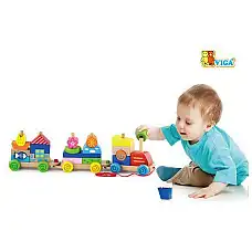 Каталка-сортер на веревке “Паровози..