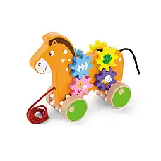 Каталка на веревке “Лошадь с шестер..