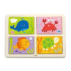 Деревянный пазл 4 в 1 “Морские обит..