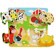 Деревянный пазл с кнопкой 