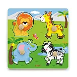 Puzzle din lemn cu buton „Animale sălbatice”..