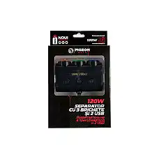 Triplu priza auto + USB 2100MA..