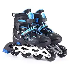 Черные/синие роликовые колеса со св..