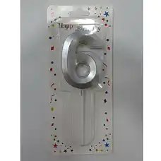 Lumanare argintie cifra 6 – 59..