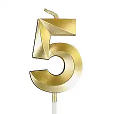 Lumanare aurie cifra 5 – 59..