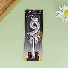 Серебряная свеча цифра 9 – 59..