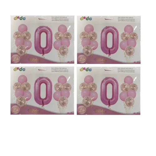 Set baloane (13pcs) roz cifra 0 (1buc) –