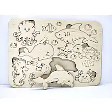 Деревянный пазл (Морские животные)..