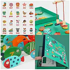 Set de pescuit din lemn..