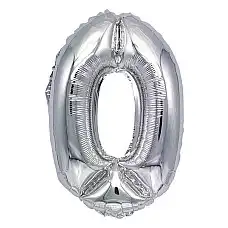 Серебряный шар цифра 0..