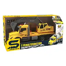 Camion excavator galben cu frictiun..