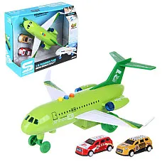 Avion cu frictiune verde si 2 masin..