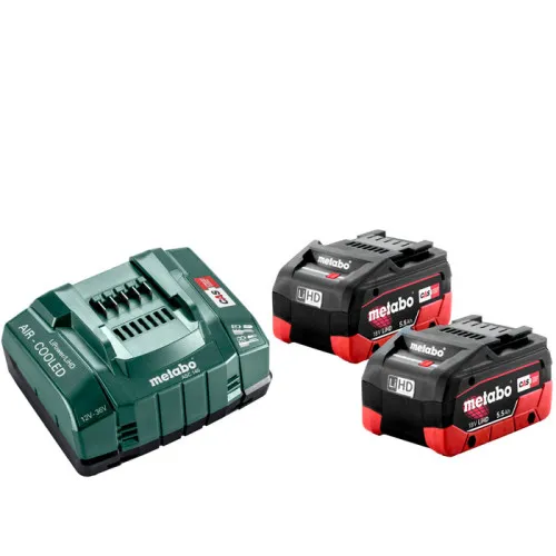 Комплект аккумуляторов Metabo LiHD 2x5.5 Ah + ASC 145