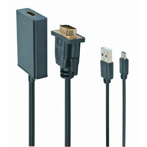 Adaptor VGA M la HDMI F, Cablexpert "A-VGA-HDMI-01", VGA la HDMI digital + audio de 3,5 mm