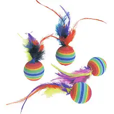 Резиновый мячик с перьями RAINBOWBA..