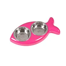 Bol dublu metal. BOWL FISH 2×0,5L R..