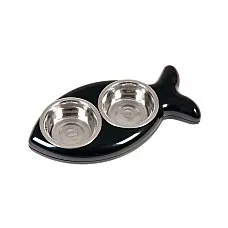 Bol dublu metalic. BOWL FISH 2×0,5L..