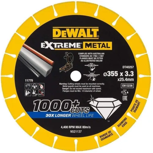 Disc de tăiere diamantat pentru metal 355x3.3x25.4mm DT40257