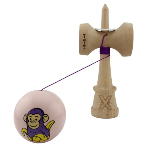 "Kendama Super Sticky X Original", металлический подшипник, веревка 62/65 см, King size 7.5 x 6 x 18 см , "Обезьянка", розовая